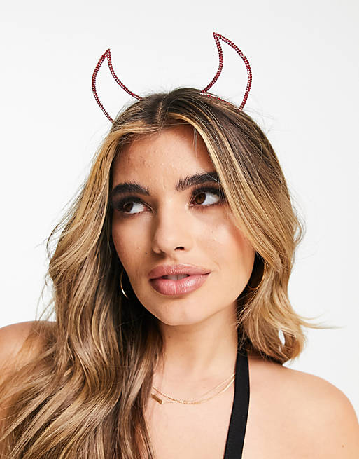 ASOS DESIGN headband with crystal devil horns