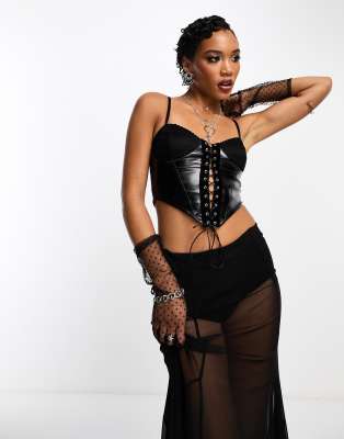 Black Lace Tie Up Corset, Cargos & Corset