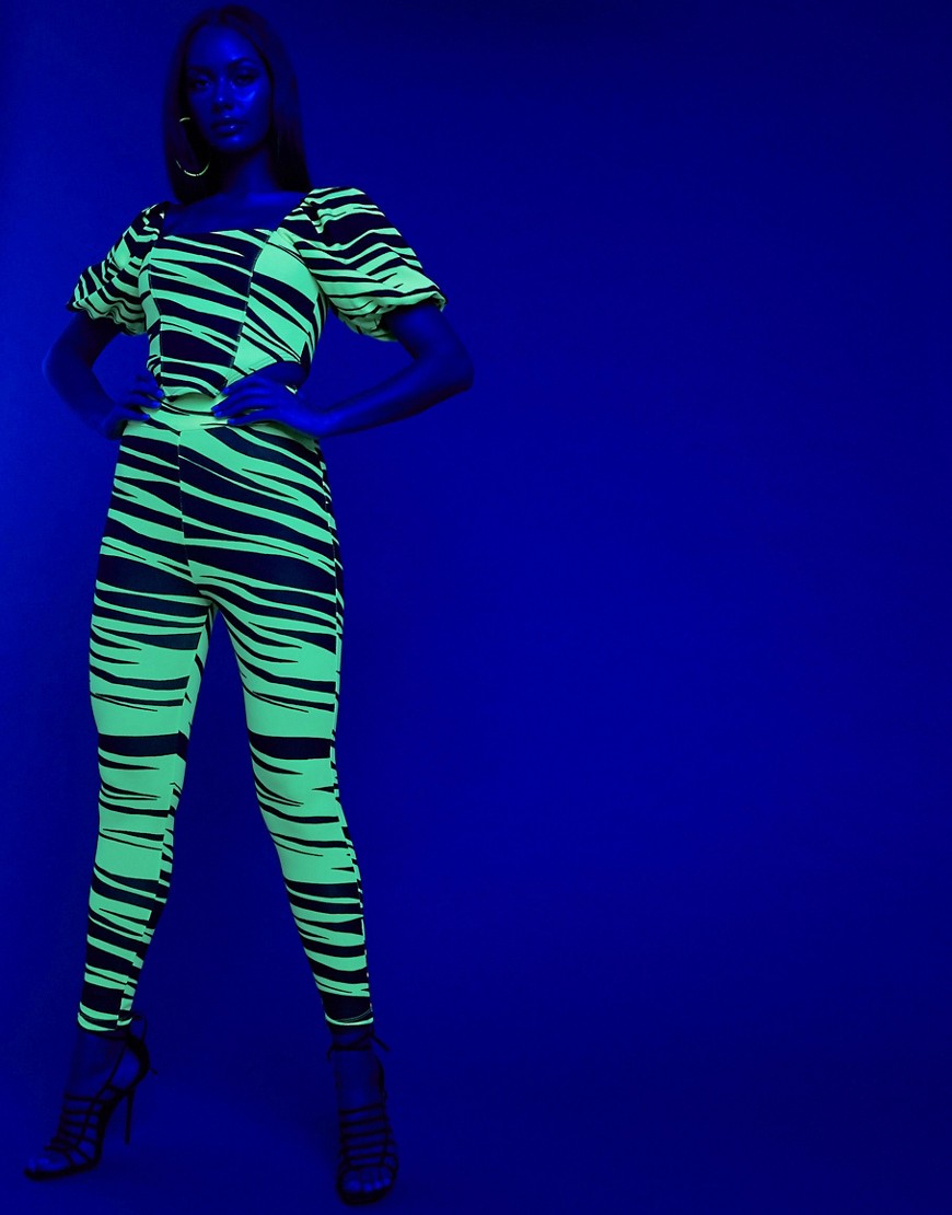 ASOS DESIGN - halloween leggings med selvlysende print-Multifarvet