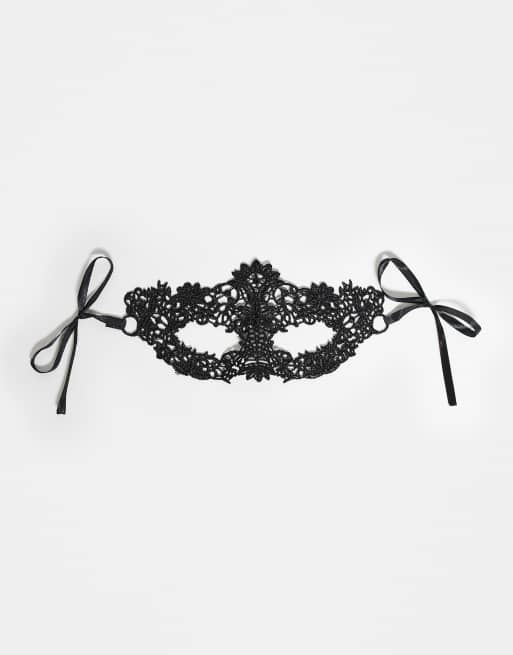 ASOS DESIGN - Halloween - Mascherina nera con dettagli in pizzo