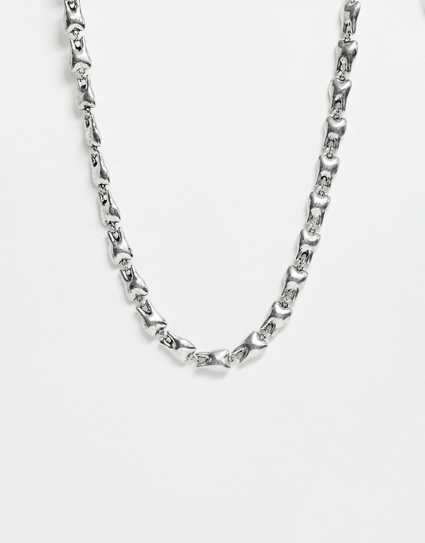 ASOS DESIGN neckchain with all round tooth design in silver tone