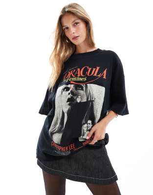 ASOS DESIGN - Halloween - Oversize-T-Shirt in Schwarz mit lizenzierter Dracula-Grafik