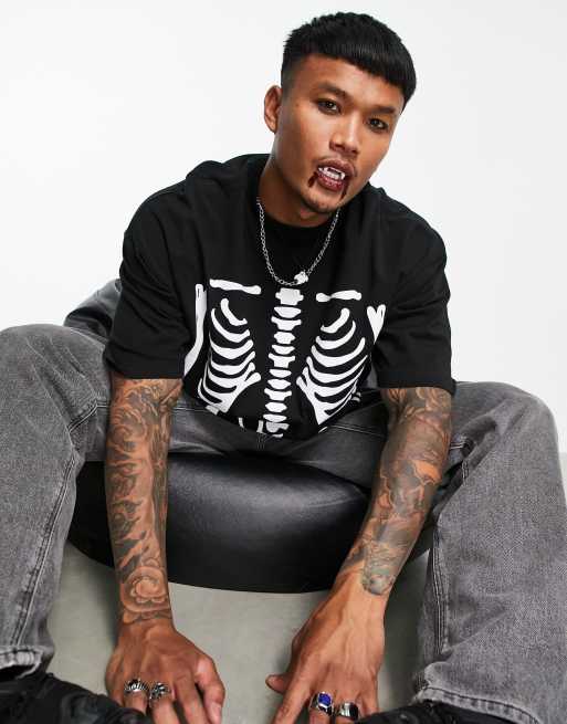 ASOS DESIGN Halloween oversized t-shirt with ribcage print in black