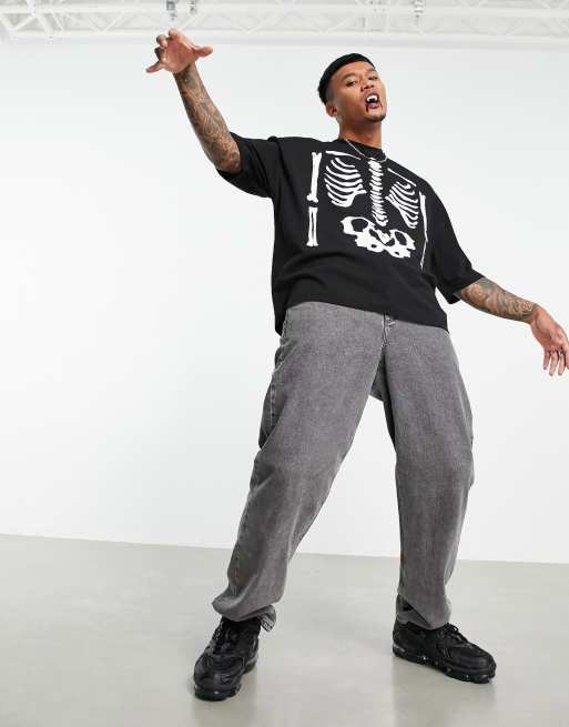 ASOS DESIGN Halloween oversized t-shirt with ribcage print in black