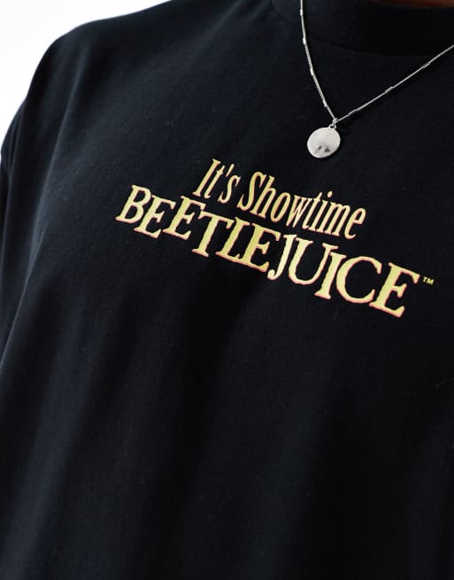 ASOS DESIGN - Halloween - Oversized unisex-T-shirt med 'Beetlejuice'-print i sort, 3 af 4
