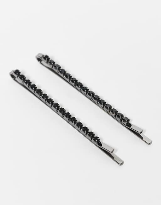 ASOS DESIGN Halloween pack of 4 hair clips with crystal spider design in silver tone