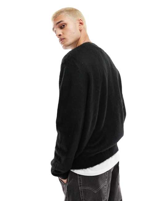 ASOS DESIGN - Halloween - Pluizige gebreide trui met kat in zwart, 3 van 4