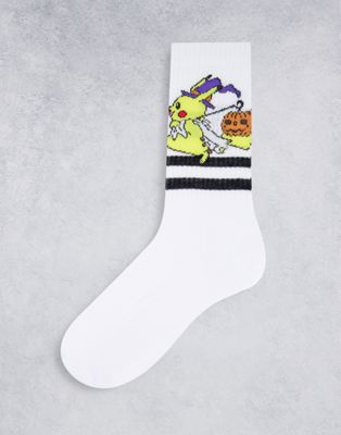 ASOS DESIGN Halloween Pokemon sports socks with Pikachu (200847514)