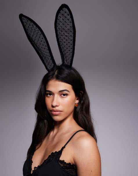 ASOS DESIGN – Halloween – Prześwitująca opaska na głowę z uszami królika w groszki - view 1