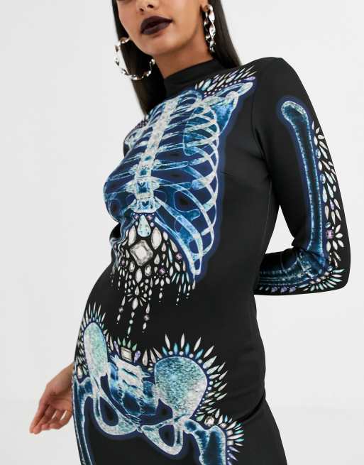 ASOS DESIGN Halloween Robe courte moulante à col montant avec