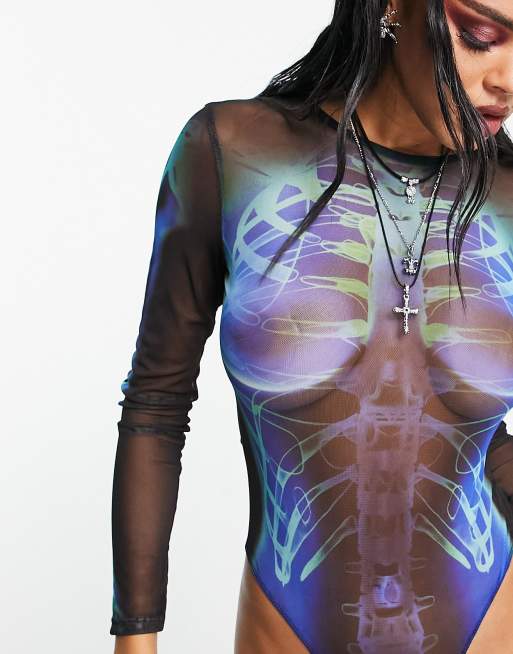 Mesh skeleton bodysuit online