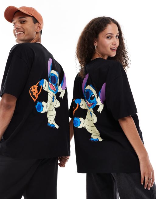 ASOS DESIGN - Halloween - Sort oversized unisex-T-shirt med 'Disney Stitch'-motiv, 4 af 4