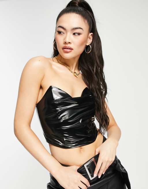 ASOS DESIGN - Halloween - Sort stropløs korset i vinyl