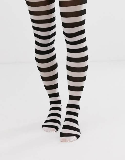 Black and White Striped Tights 