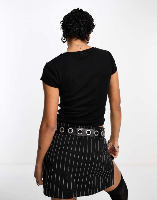 ASOS DESIGN - Halloween - T-shirt mini nera traforata con grafica "I love vampires", 3 di 4