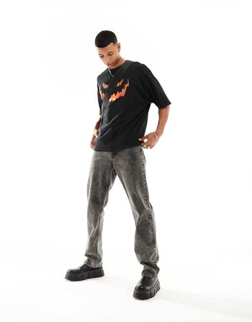 ASOS DESIGN - Halloween - T-shirt oversize nera con stampa di zucca sul davanti, 2 di 4