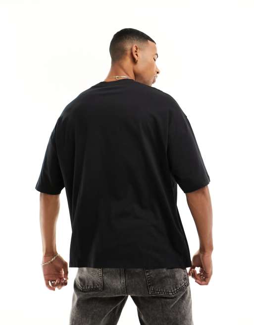 ASOS DESIGN - Halloween - T-shirt oversize nera con stampa di zucca sul davanti, 3 di 4