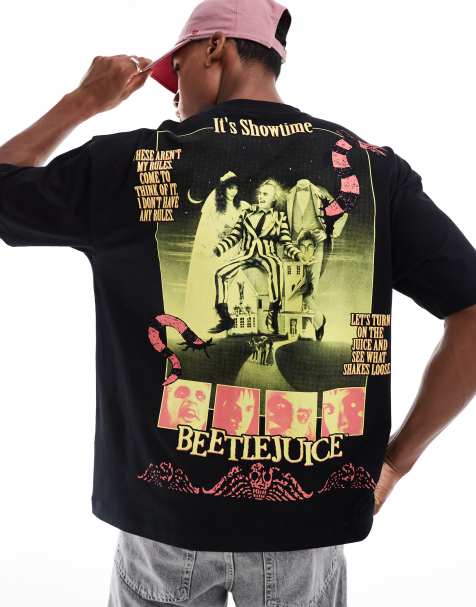 ASOS DESIGN Halloween unisex oversized t-shirt with Beetlejuice prints in black - view 1