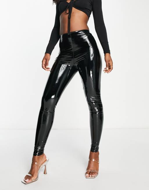 I Saw It First leather look ruched bum leggings in black