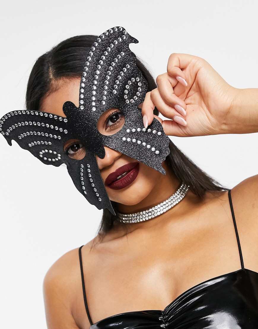 ASOS DESIGN - Halloween - Vlindermasker-Zwart