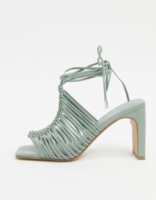 sage green block heels