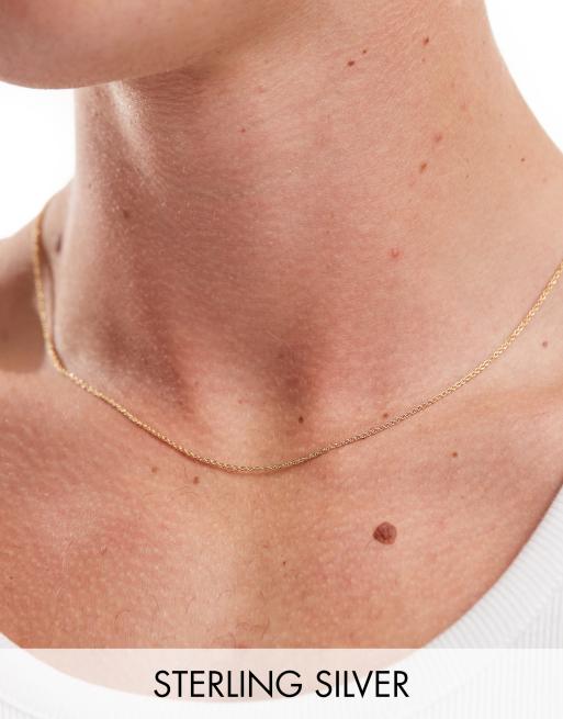 ASOS DESIGN – Halsband av sterlingsilver med 14K guldplätering i repkedja-modell