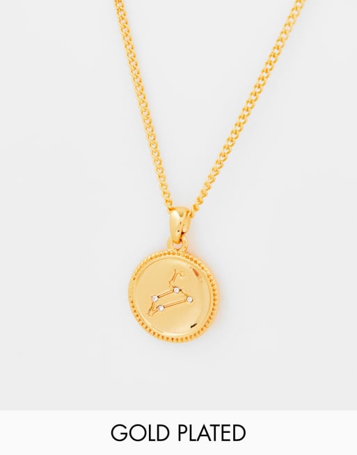 ASOS DESIGN – Halsband i 14k guldplätering med stjärntecknet lejonet i vändbar design