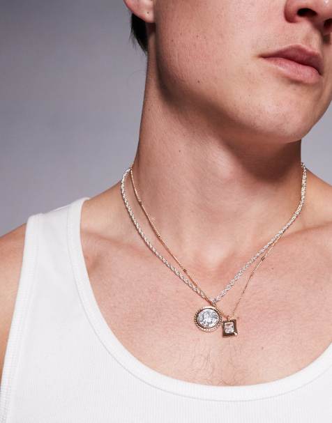 ASOS DESIGN – Halsband i blandade metaller med mynt- och strasshänge, 2-pack - view 1