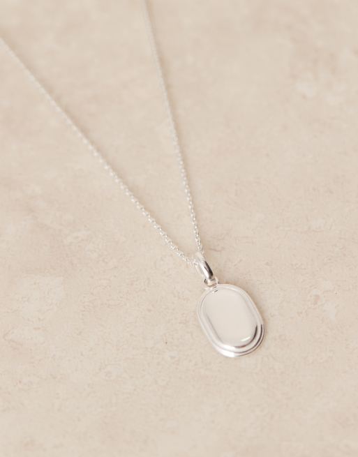 ASOS DESIGN – Halsband i sterlingsilver med ovalt hänge