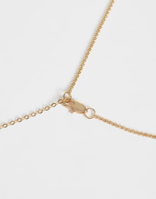 ASOS DESIGN halsband med emaljerad ros och korshänge i guld, 4 av 4