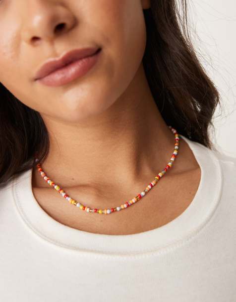 ASOS DESIGN – Halsband med flerfärgade fuskpärlor - view 1