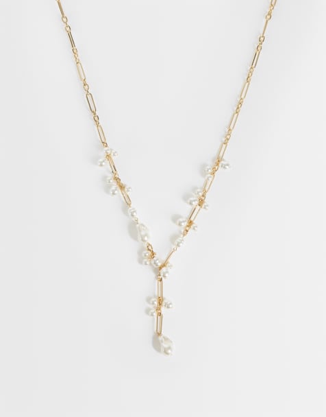 ASOS DESIGN halsband med pärldetalj i guldfärg - view 1