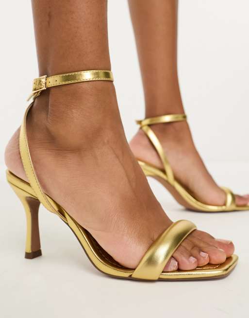 ASOS DESIGN - Halsey - Minimalistische sandalen met hak in goud, 3 van 4
