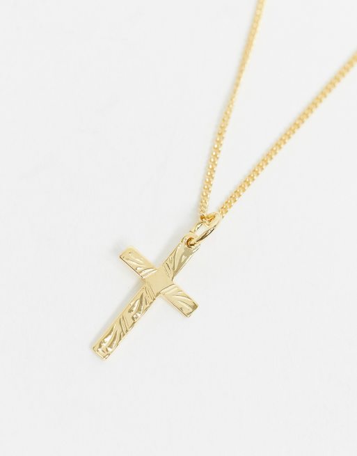 ASOS DESIGN - Halskæde i 14 kt. guldbelagt sterlingsølv med korsvedhæng, 2 af 4