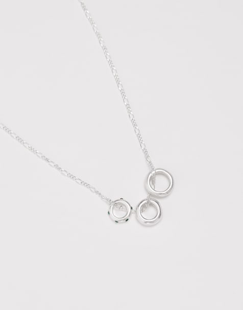 ASOS DESIGN - Halskæde i slidt sølvfarve med smeltet ringvedhæng - view 1