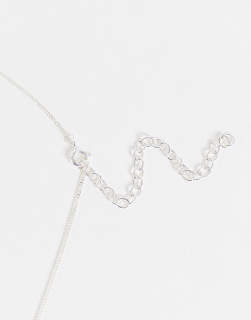 ASOS DESIGN - Halskæde i sterlingstølv med sort firkantet onyx-vedhæng, 4 af 4
