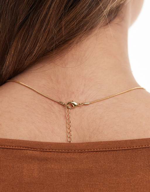 ASOS DESIGN - Halskæde med 14 k guldbelægning og vedhæng med ægte tigerøje, 2 af 3