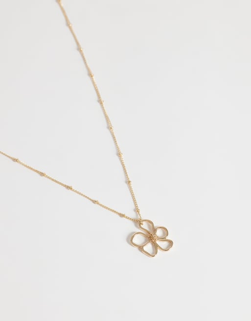 ASOS DESIGN halskæde med fin kæde og blomstervedhæng i guldfarvet, 2 af 4