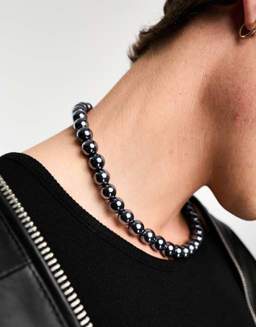 ASOS DESIGN – Halskette aus 12 mm großen Hämatit-Kunstperlen