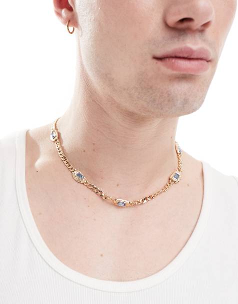ASOS DESIGN – Halskette in Goldoptik mit Anhängern mit Schmucksteinen - view 1