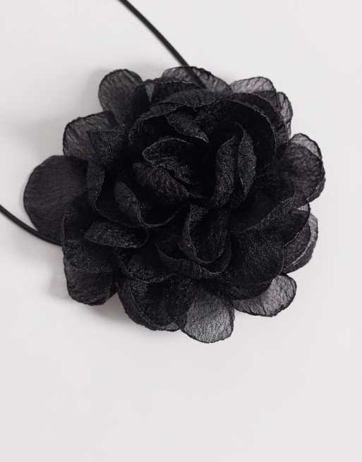 ASOS DESIGN – Halskette in Schwarz mit Ansteckblume, 4 von 4