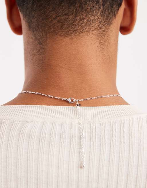 ASOS DESIGN – Halskette in Silber mit Used-Look und Ringanhängern in geschmolzenem Design  , 3 von 3