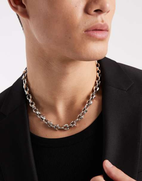 ASOS DESIGN – Halskette in Silberoptik mit herz- und sternförmigen Kettengliedern - view 1