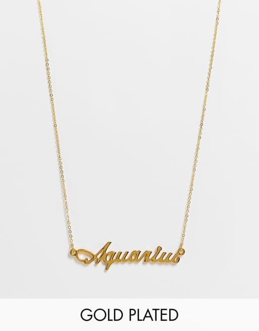 ASOS DESIGN – Halskette mit 14-Karat-Vergoldung und „Aquarius“-Anhänger