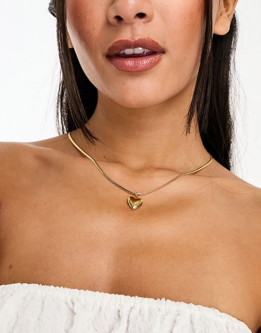 ASOS DESIGN – Halskette mit bauschigem Herz-Medaillon und 14