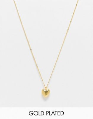 ASOS DESIGN 14k gold plated necklace with puff heart pendant - ASOS Price Checker