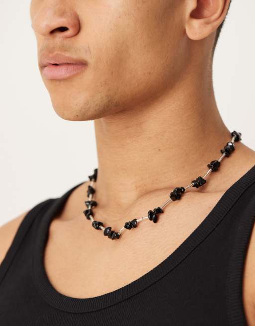ASOS DESIGN – Halskette mit Kunstperlen in Schwarz
