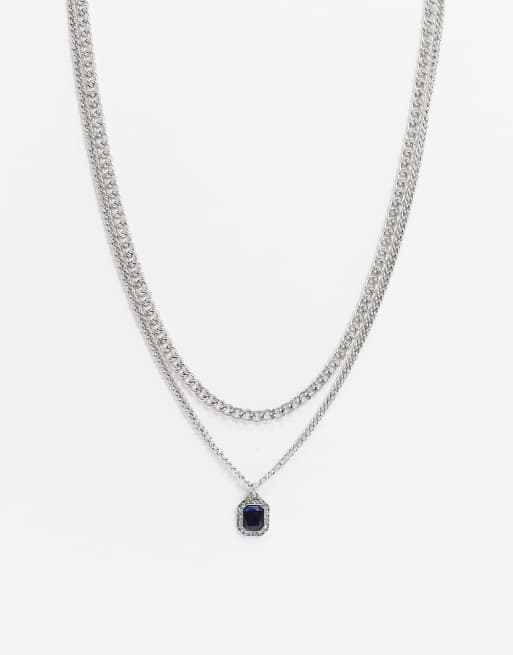 ASOS DESIGN - Halsketting in zilverkleur met kristal