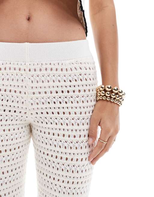 ASOS DESIGN – Hålstickade byxor i utsvängd design med kantrand, del av set, 4 av 5