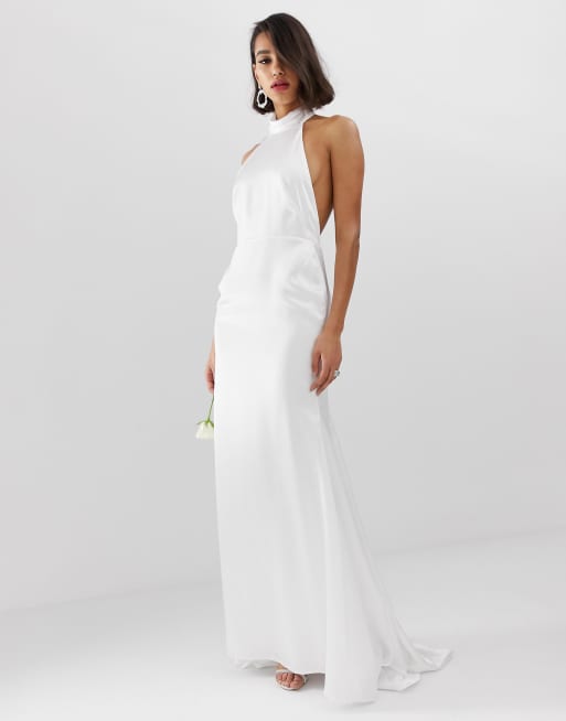 Asos edition halter on sale backless maxi wedding dress